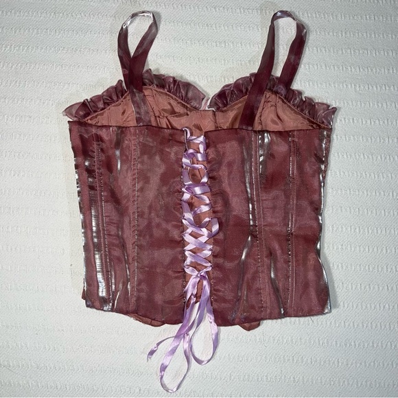 Women’s Babydoll Fairy Coquette Corset Size S Pink Girly Sequins Feminine Ballet - Picture 2 of 8